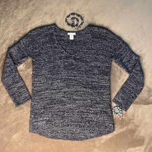 H&M Women’s Long Sleeve, V-Neck Sweater, Grey, Size XS